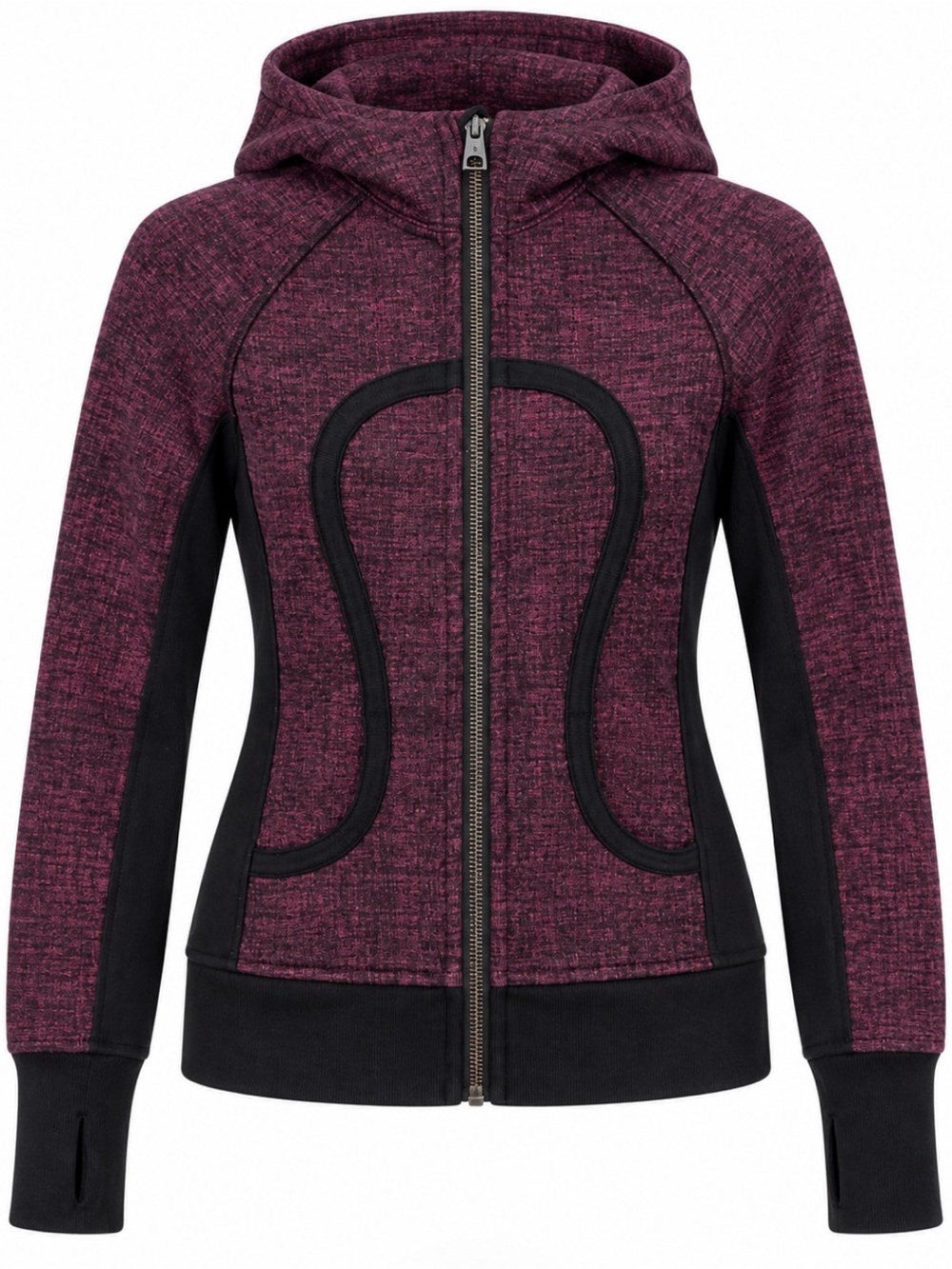 Lululemon Vintage Scuba Full Zip Hoodie Plum Black Thumbholes